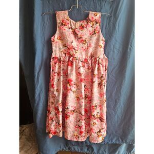 Lovely Pink Floral Sleeveless A-Line Dress - Girls/Junior Size